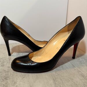 Christian Louboutin Black Leather Women's Heels